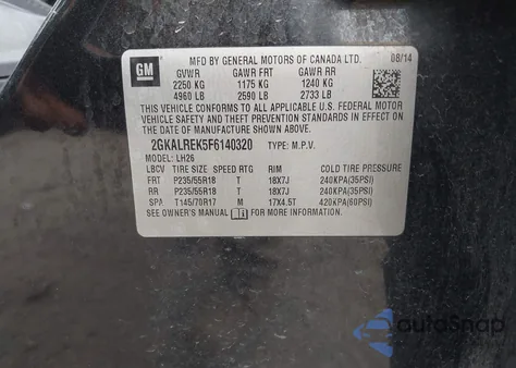 2015 GMC Terrain Sle-2 from USA, damaged, VIN 2GKALREK5F6140320